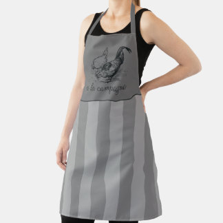 Delantal Francés Caserío Vintage stripes, pollo Apron
