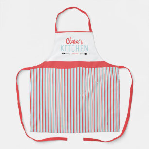 Delantal Francés personalizado: rayas rosas y azules