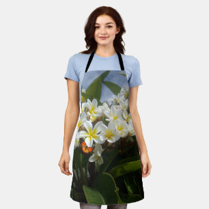Delantal Frangipanis con las damas de mariposa de impresión