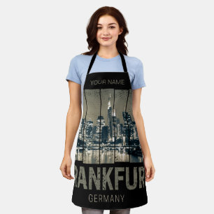 Delantal Frankfurt Alemania Skyline Retro Vintage Souvenir