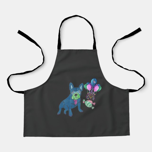 Delantal Französische Bulldoggen Happy New Year Ballon (Anverso)