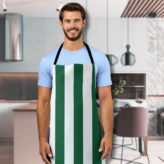 Delantal Frasco clásico de época franjas verde y blanca (Subido por el creador)