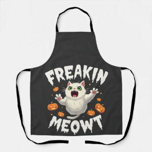 Delantal Freakin Meowt Tocó Fantasma de gatos de Halloween