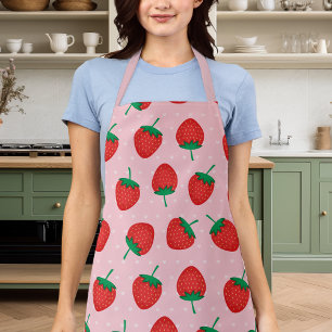 Delantal Fresa de verano rosa y rojo linda