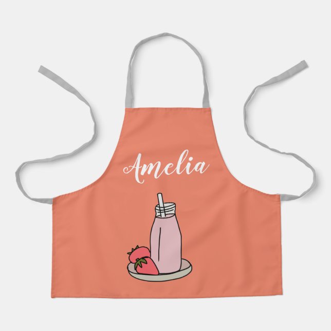 Delantal Fresa Milkshake retro rosa (Anverso)