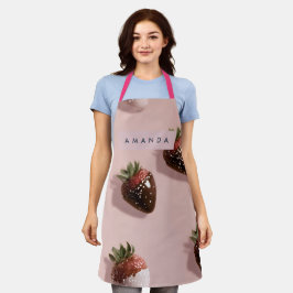 Delantal Fresa personalizada de color rosa-crema de chocola