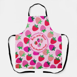 Delantal fresa rosa campo de verano panadería naturaleza fr