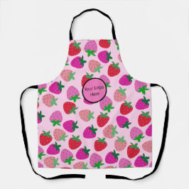 Delantal fresa rosa campo de verano panadería naturaleza fr