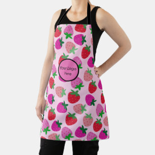 Delantal fresa rosa campo de verano panadería naturaleza fr