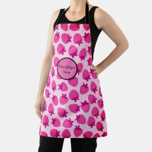 Delantal fresa rosa campo de verano panadería naturaleza fr