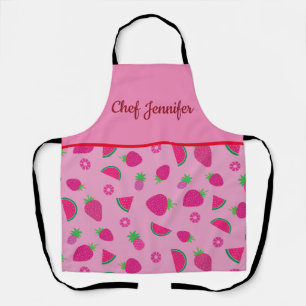 Delantal Fresa rosa, sandía y piña personalizadas