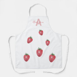 Delantal Fresas acuarela Monogramado pintado a mano