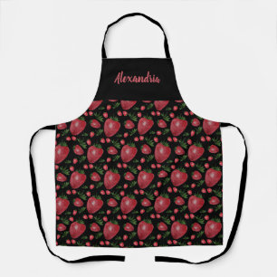 Delantal Fresas acuarela pintadas a mano