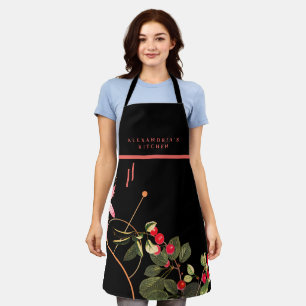 Delantal Fresas botánicas   Nombre personalizado + cocina
