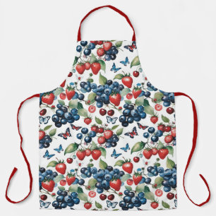 Delantal Fresas con arándanos y mariposas