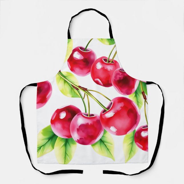 Delantal Fresas de acuarela juguetonas (Anverso)