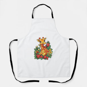 Delantal Fresas de jirafa y flores café gráfico Gira
