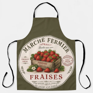 Delantal Fresas de Mercadillo Francés Vintage