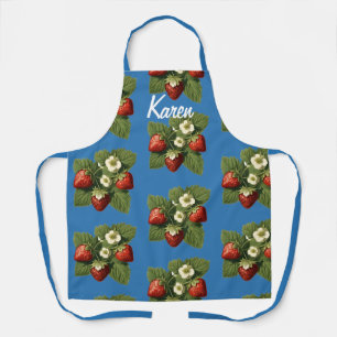 Delantal Fresas en azul francés - personalizadas