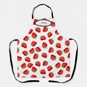 Delantal Fresas Llenas Frescas Rojas Dulces Personalizadas