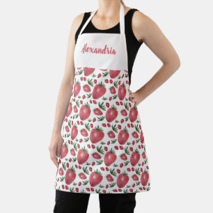 Delantal Fresas personalizadas acuarela pintada a mano
