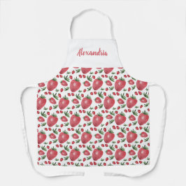 Delantal Fresas personalizadas acuarela pintada a mano