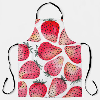 Delantal Fresas pintadas con acuarela y marea negra