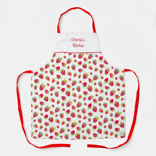 Delantal Fresas silvestres retro Cute Whimsical Strawberry (Anverso)