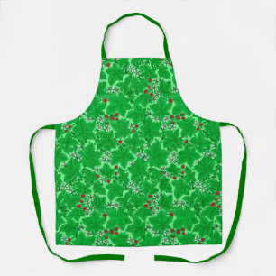 Delantal Fresas y hojas de estilo Art Nouveau, verde limón