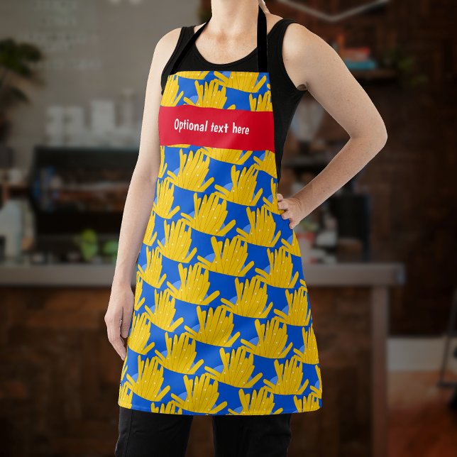 Delantal Fries - Estilo Personalizado, en azul - tu nombre  (Subido por el creador)