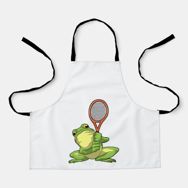 Delantal Frog at Tennis with Tennis racket (Anverso)
