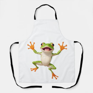 Delantal Frog Happy Playful Fun Saltando En El Aire Alegre