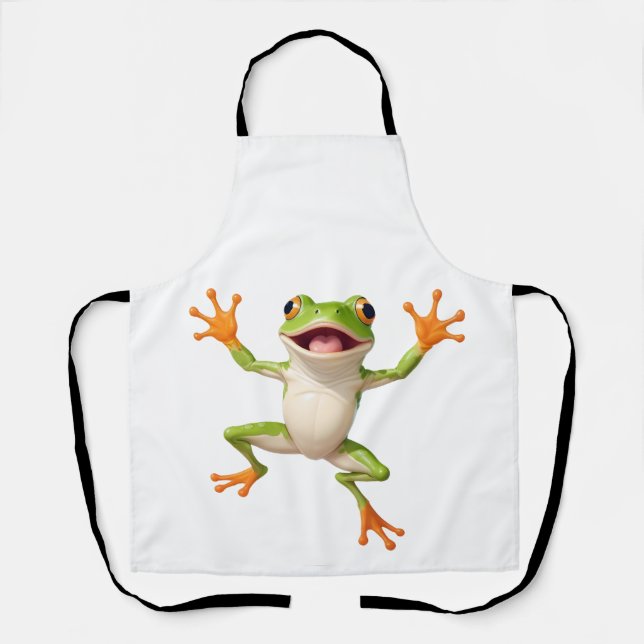 Delantal Frog Happy Playful Fun Saltando En El Aire Alegre (Anverso)