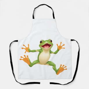 Delantal Frog Happy Playful Fun Saltando En El Aire Alegre