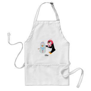 Delantal Frosty el muñeco de nieve y el pingüino