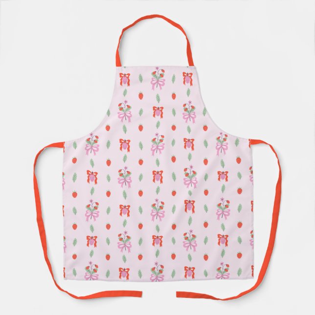 Delantal Fruity Strawberry Bow Pattern Apron (Anverso)