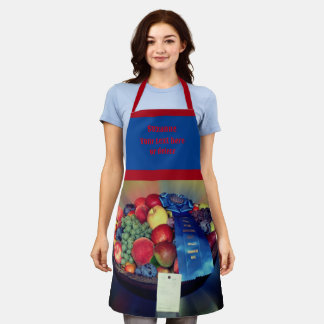Delantal Fruta de cinta azul franca del país personalizada