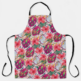 Delantal Fruta de Dragón Floral Tropical Moderna Palma Verd