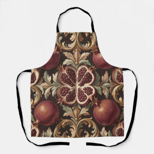 Delantal Fruta de granada ornamentada patrón barroco rojo o