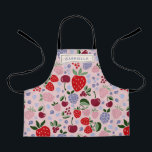Delantal Fruta de verano rosa Berries Bridesmaid Personaliz<br><div class="desc">Boho Pink Summer Fruit Berries Bridesmaid Apron personalizado - ideal para fiestas de cumpleaños y fines de semana de soltera</div>