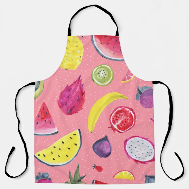 Delantal Fruta exótica: Patrón trópico dibujado a mano (Anverso)