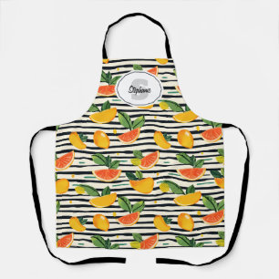 Delantal Fruta Tropical Franja Amarillo Naranja Rosa y Verd