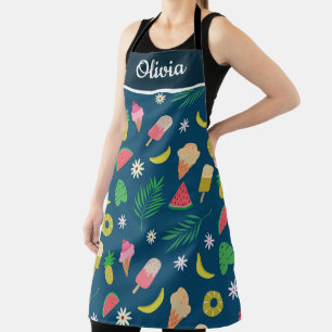 Delantal Frutas de Verano Tropicales y Helado Personalizado