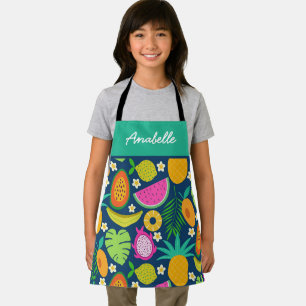 Delantal Frutas Tropicales Exóticas Chef Personalizado Niño