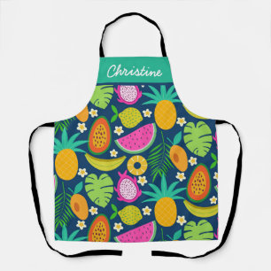 Delantal Frutas Tropicales Exóticas Nombre Personalizado 