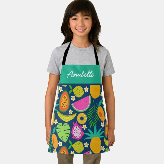 Delantal Frutas tropicales exóticas Personalizado Chef Kids (in situ)