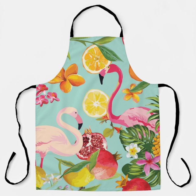 Delantal Frutas tropicales Flamingo Vintage (Anverso)