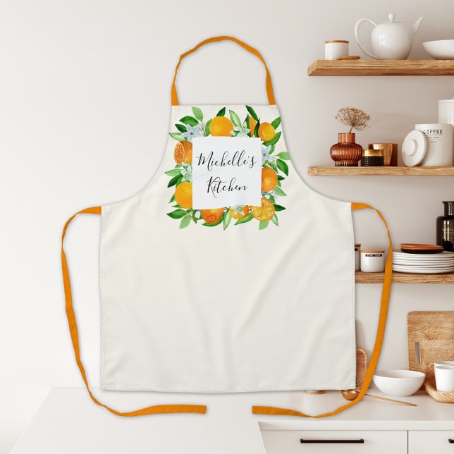 Delantal Frutas y flores de naranja elegantes Botánico (In situ)