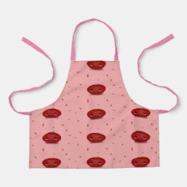 Delantal Fruto kawaii de manzana roja