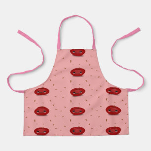 Delantal Fruto kawaii de manzana roja